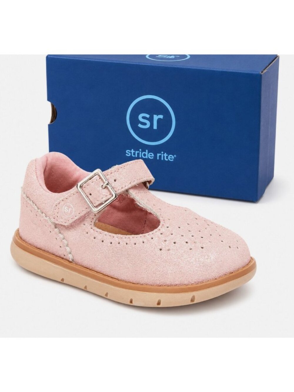 Stride Rite SRT Nell Rose Gold Leather Mary Jane Toddler Girls Shoes 5 WIDE